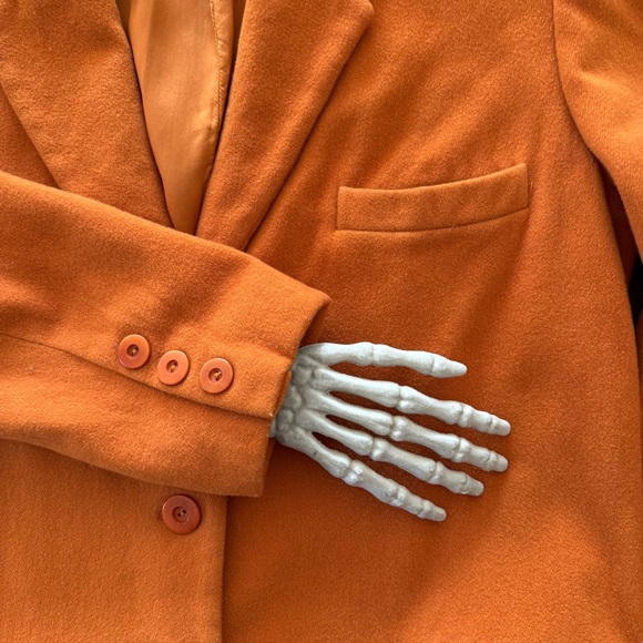 💀 SOLD 💀 Vintage 80s Burnt Orange Wool Cashmere Blend Lined Blazer ~ Size Small - Picture 8 of 9